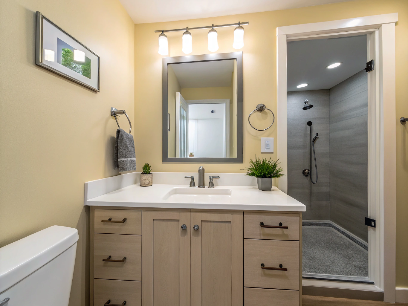 Example design inspiration: guest bathroom remodel with custom vanity
