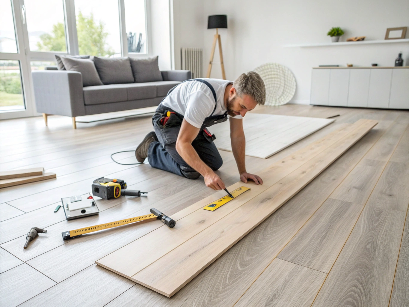Premium wide-plank hardwood flooring installation